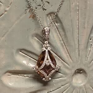 XO-EC Erica Courtney Necklace & Pendant Sterling Slvr & Clear & Pink/Purple CZ's